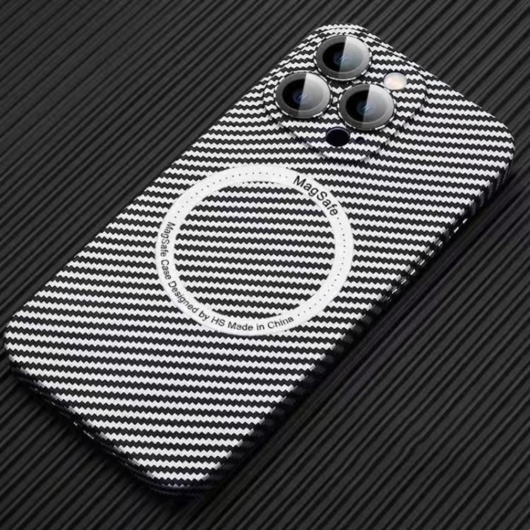 For iPhone 16 Pro MagSafe Magnetic PC Carbon Fiber Phone Case with Lens Film
