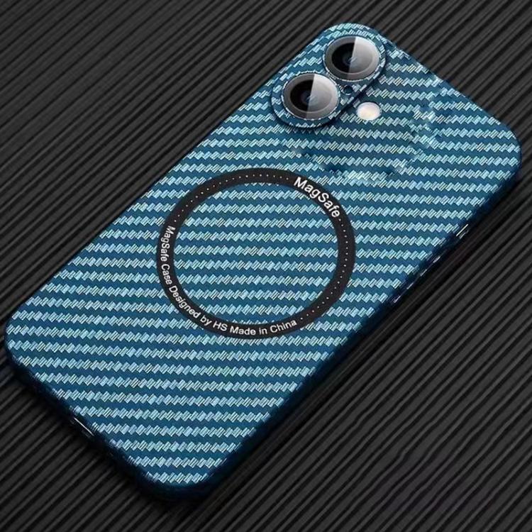 For iPhone 16 Plus MagSafe Magnetic PC Carbon Fiber Phone Case with Lens Film