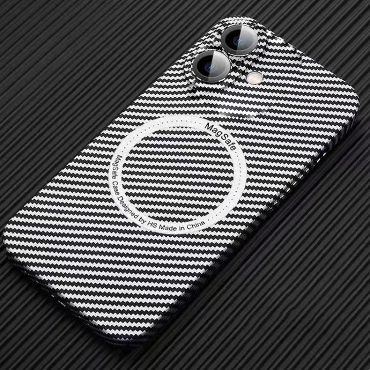 For iPhone 16 Plus MagSafe Magnetic PC Carbon Fiber Phone Case with Lens Film