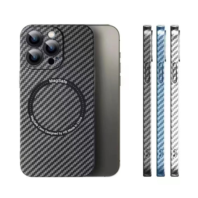 For iPhone 16 MagSafe Magnetic PC Carbon Fiber Phone Case with Lens Film