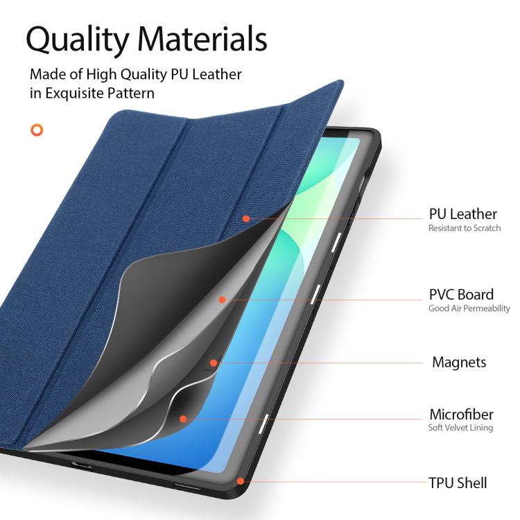 For Samsung Galaxy Tab S10 FE+ DUX DUCIS Domo Series Magnetic Flip Leather Tablet Case