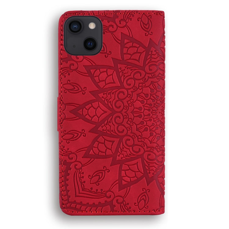 For iPhone 16 Pro Max Mandala Embossed Dual-Fold Calf Leather Phone Case