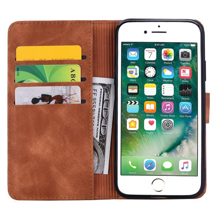 For iPhone 17e / 16e Mandala Embossed Dual-Fold Calf Leather Phone Case