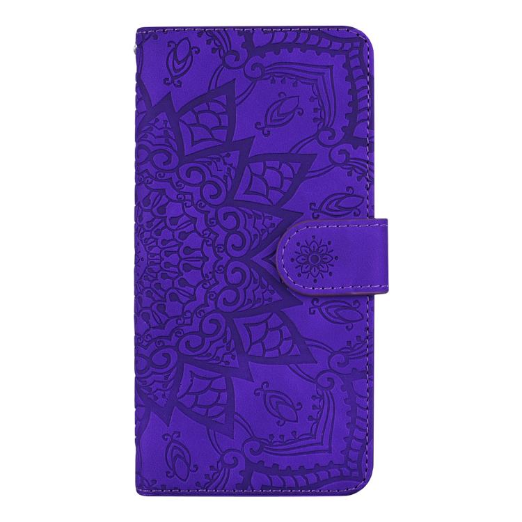 For iPhone 17e / 16e Mandala Embossed Dual-Fold Calf Leather Phone Case