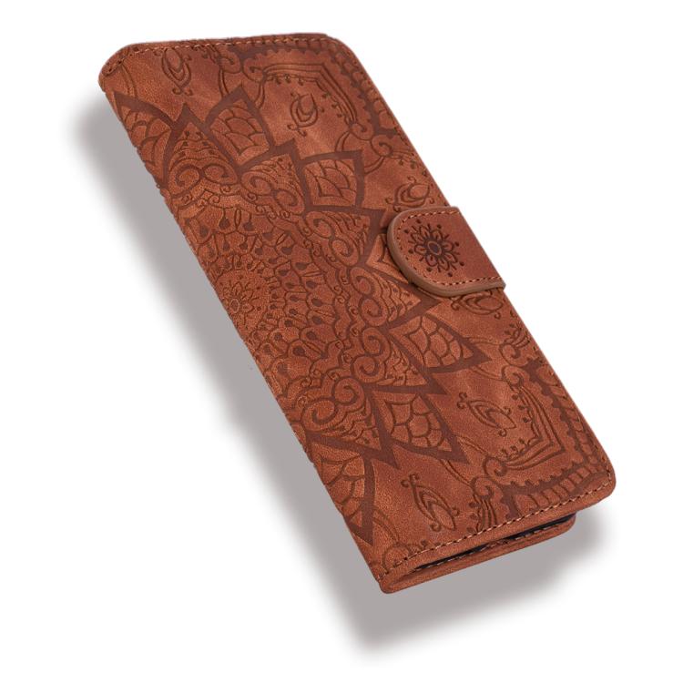 For iPhone 17 Mandala Embossed Dual-Fold Calf Leather Phone Case