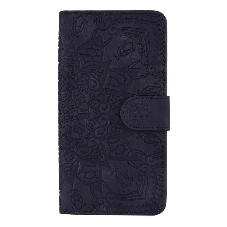 For iPhone 17 Mandala Embossed Dual-Fold Calf Leather Phone Case