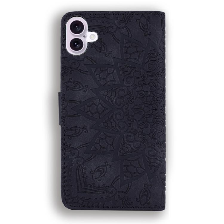 For iPhone 17 Mandala Embossed Dual-Fold Calf Leather Phone Case
