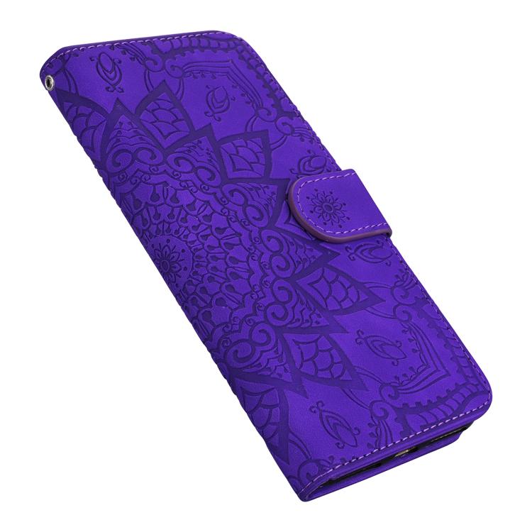 For iPhone 17 Mandala Embossed Dual-Fold Calf Leather Phone Case