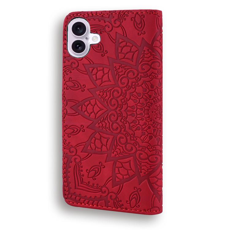For iPhone 17 Mandala Embossed Dual-Fold Calf Leather Phone Case