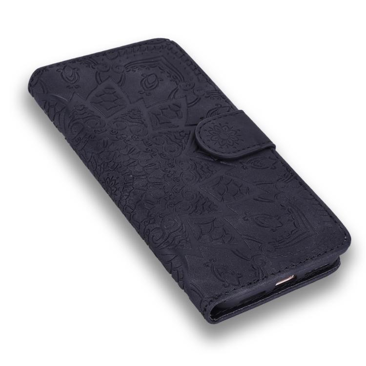 For iPhone 17 Pro Mandala Embossed Dual-Fold Calf Leather Phone Case