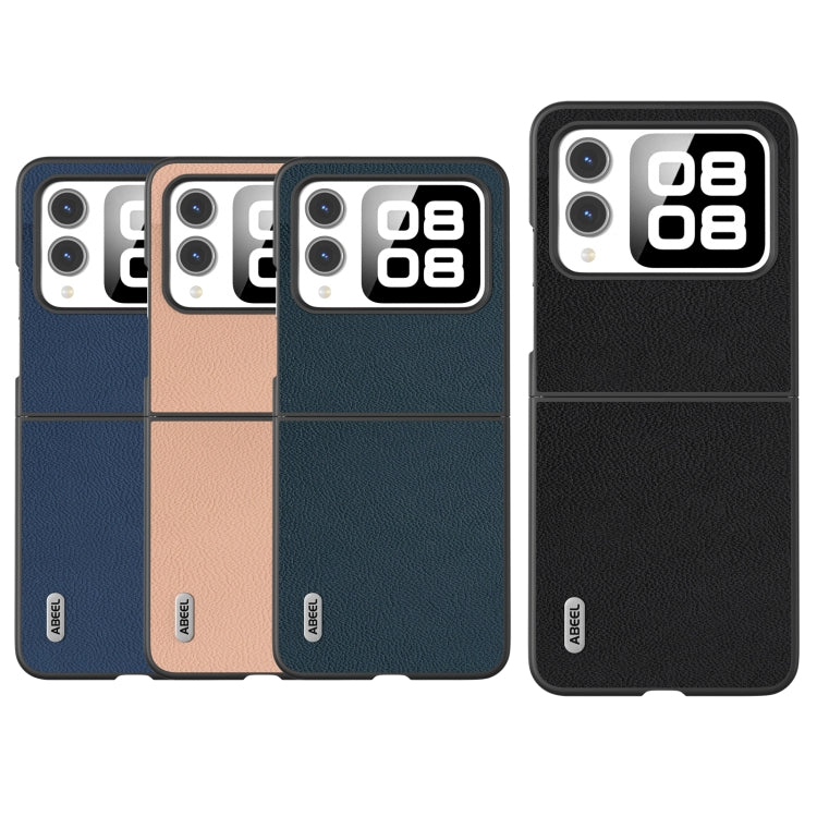 For Huawei nova Flip ABEEL Genuine Leather + PC Litchi Texture Phone Case