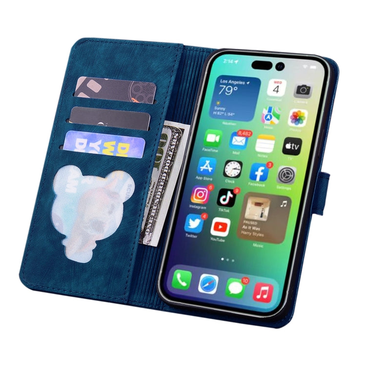 For iPhone 16 Pro Max Cartoon Sakura Cat Embossed Leather Phone Case