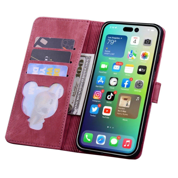 For iPhone 16 Pro Max Cartoon Sakura Cat Embossed Leather Phone Case