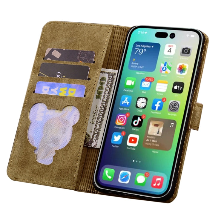 For iPhone 16 Pro Cartoon Sakura Cat Embossed Leather Phone Case