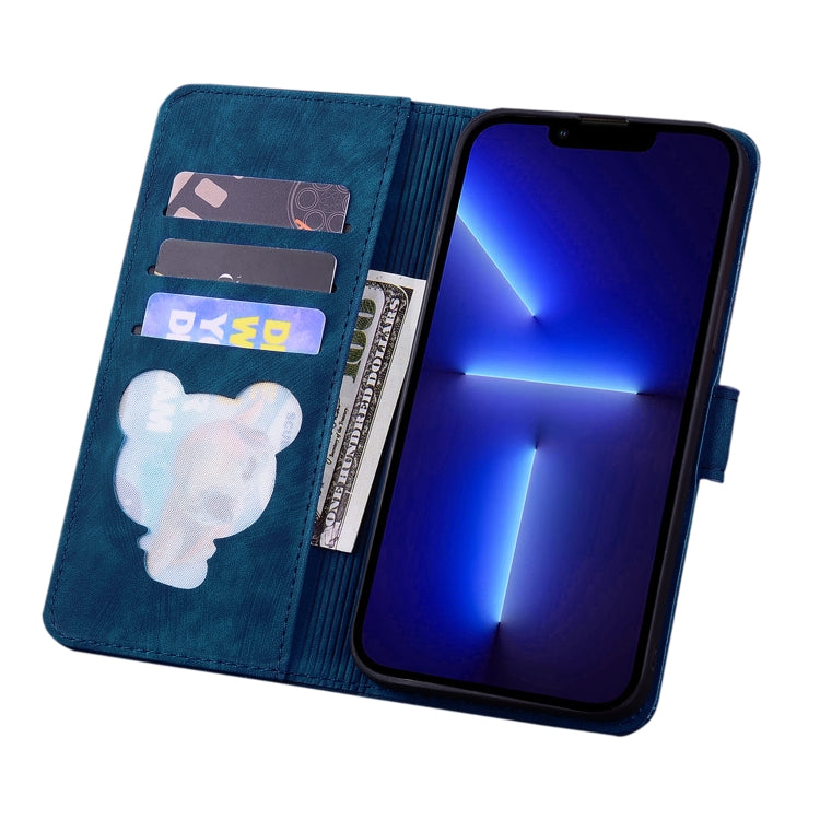 For iPhone 16 Plus Cartoon Sakura Cat Embossed Leather Phone Case