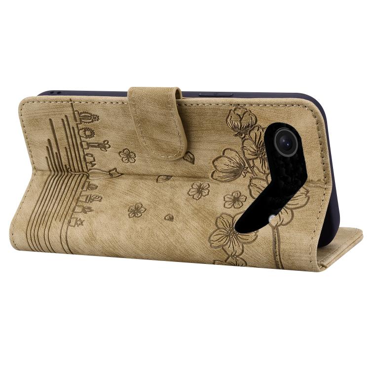 For iPhone Air Cartoon Sakura Cat Embossed Leather Phone Case