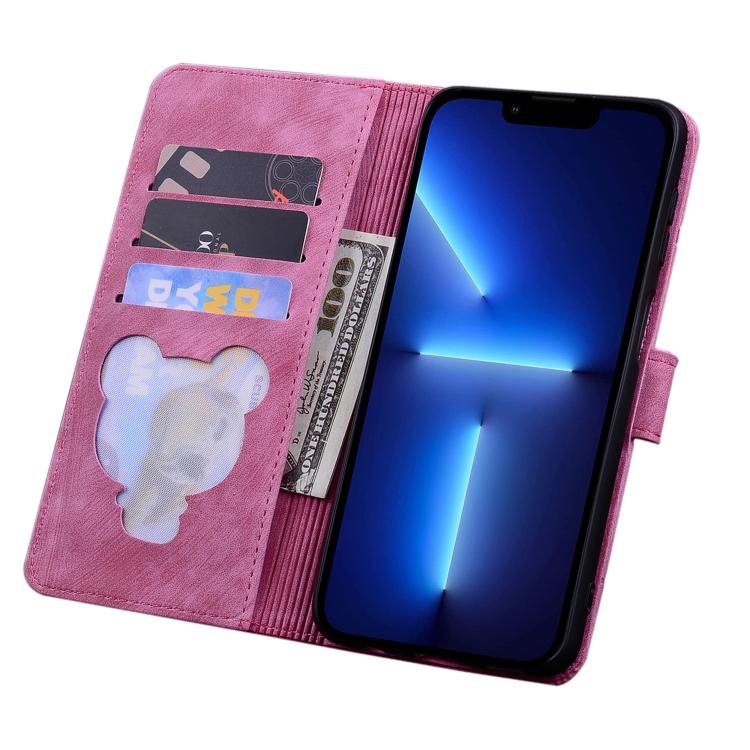 For iPhone 17 Pro Cartoon Sakura Cat Embossed Leather Phone Case