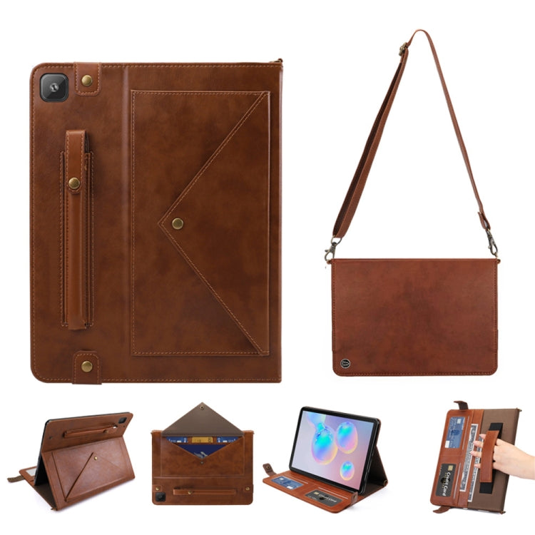 For Samsung Galaxy Tab S6 Lite P610/P615 Envelope Horizontal Flip PU Leather Case with Card Slots & Pen Slots & Holder & Wallet & Photo Frame & Shoulder Strap