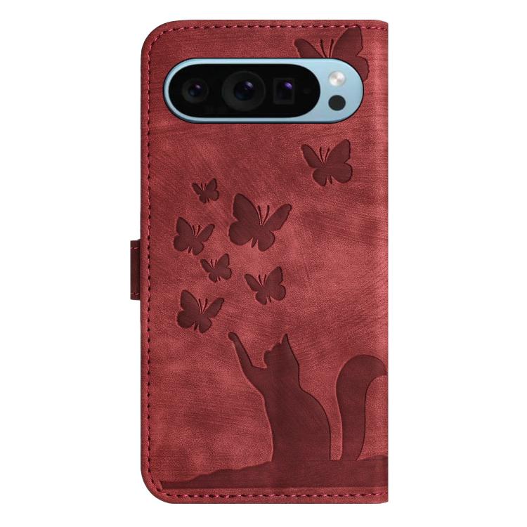 For Google Pixel 9 Pro XL / 10 Pro XL Butterfly Cat Embossing Flip Leather Phone Case