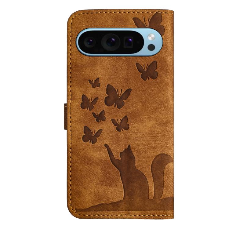 For Google Pixel 9 Pro XL / 10 Pro XL Butterfly Cat Embossing Flip Leather Phone Case