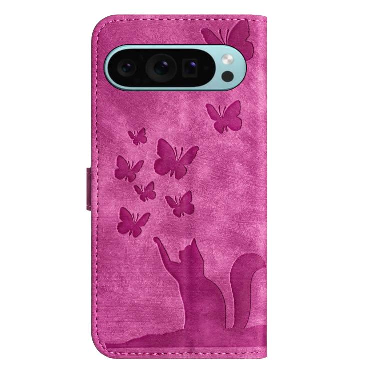 For Google Pixel 9 / 10 Pro Butterfly Cat Embossing Flip Leather Phone Case