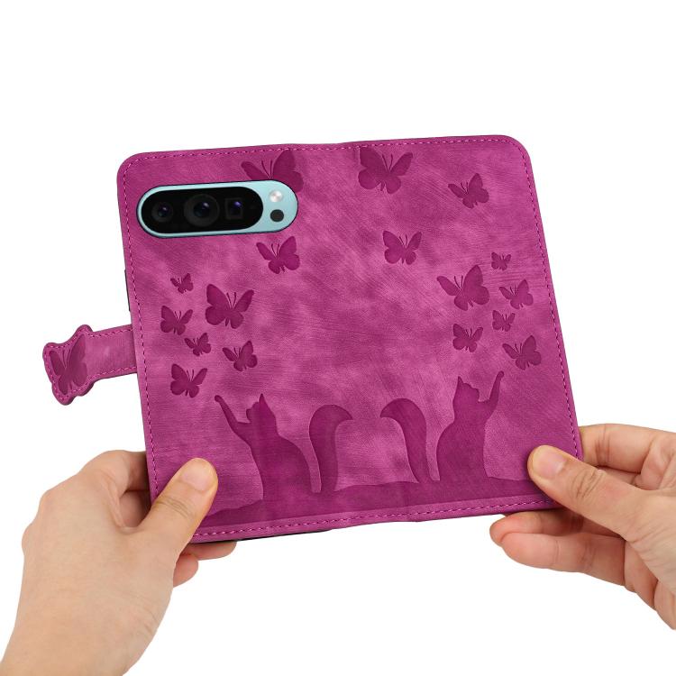 For Google Pixel 9 / 10 Pro Butterfly Cat Embossing Flip Leather Phone Case