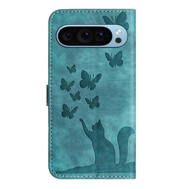 For Google Pixel 9 / 10 Pro Butterfly Cat Embossing Flip Leather Phone Case