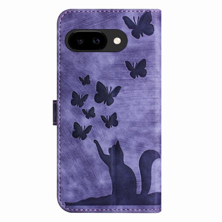 For Google Pixel 10a Butterfly Cat Embossing Flip Leather Phone Case