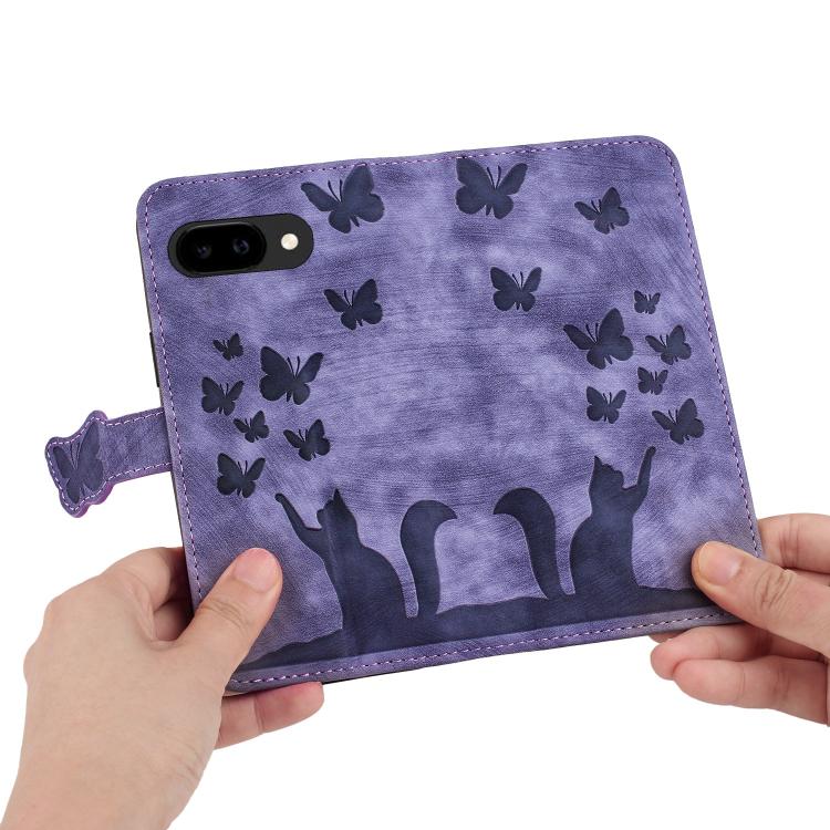 For Google Pixel 10a Butterfly Cat Embossing Flip Leather Phone Case