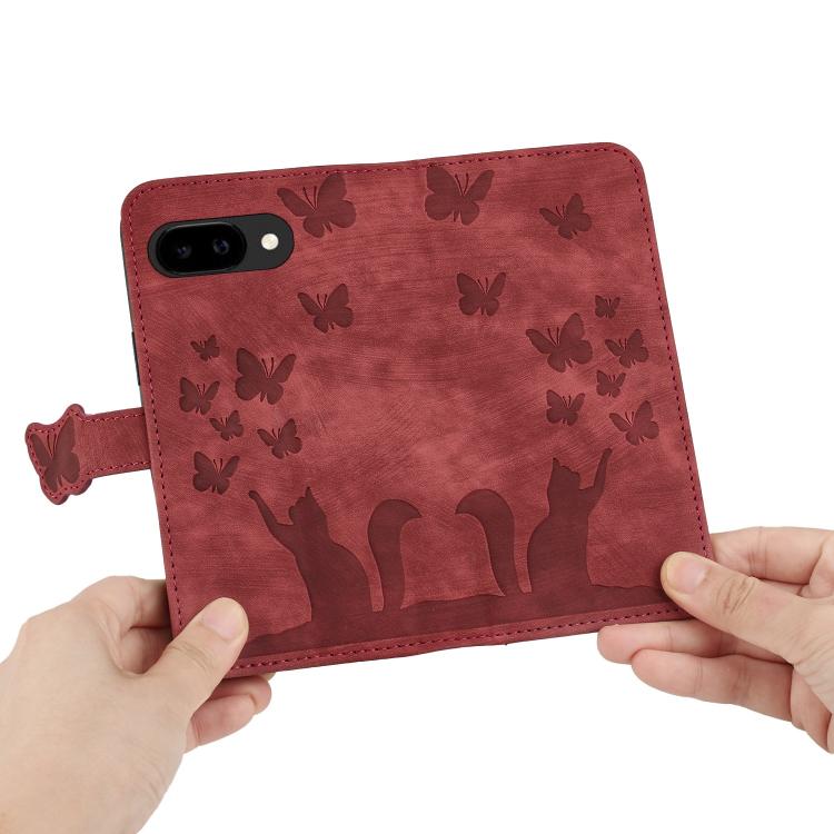 For Google Pixel 10a Butterfly Cat Embossing Flip Leather Phone Case