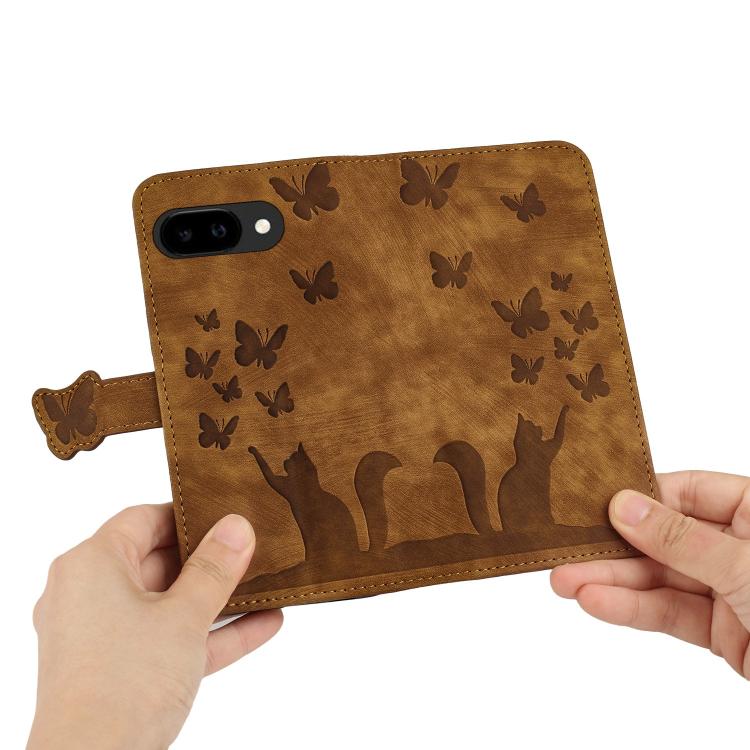For Google Pixel 10a Butterfly Cat Embossing Flip Leather Phone Case