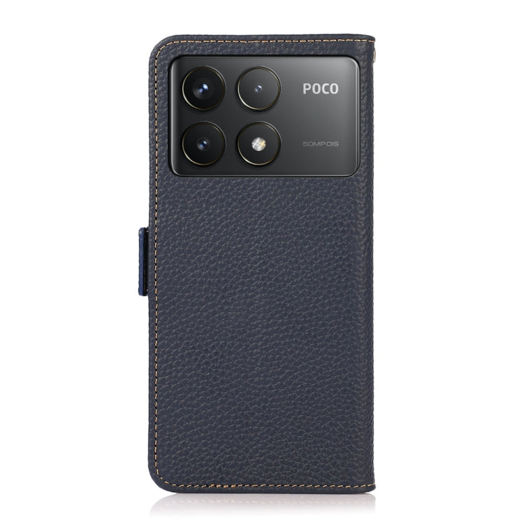 For Xiaomi POCO F6 Pro KHAZNEH Side-Magnetic Litchi Genuine Leather RFID Phone Case