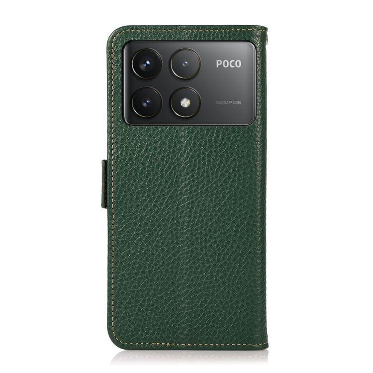 For Xiaomi POCO F6 Pro KHAZNEH Side-Magnetic Litchi Genuine Leather RFID Phone Case