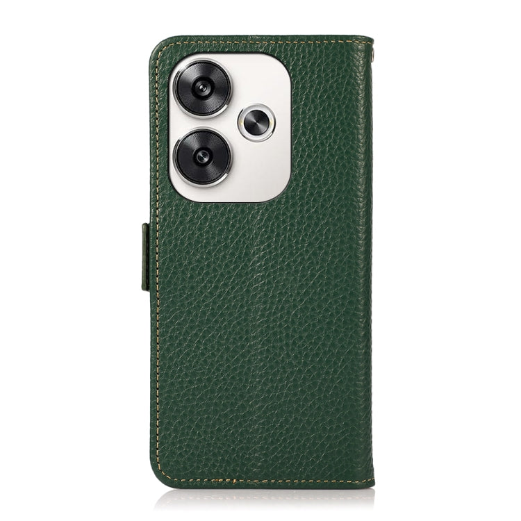 For Xiaomi Redmi Turbo 3 KHAZNEH Side-Magnetic Litchi Genuine Leather RFID Phone Case