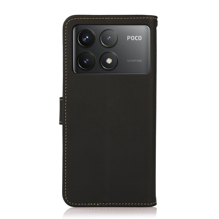 For Xiaomi POCO F6 Pro KHAZNEH Custer Texture RFID Genuine Leather Phone Case