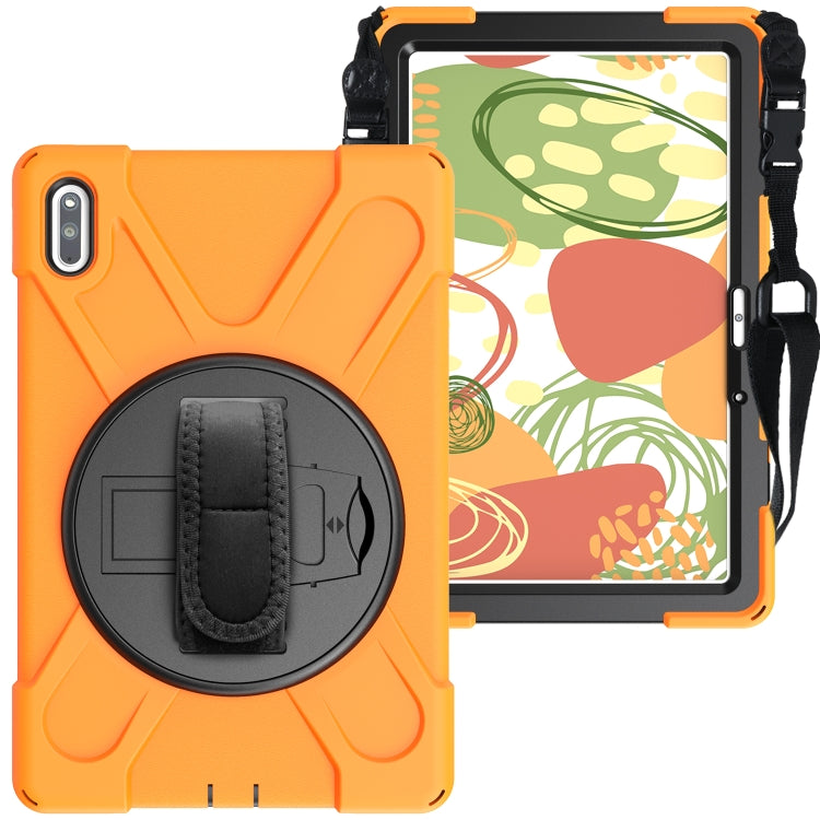 For Huawei Matepad 10.4 inch Shockproof Colorful Silicone + PC Protective Case with Holder & Shoulder Strap & Hand Strap & Pen Slot