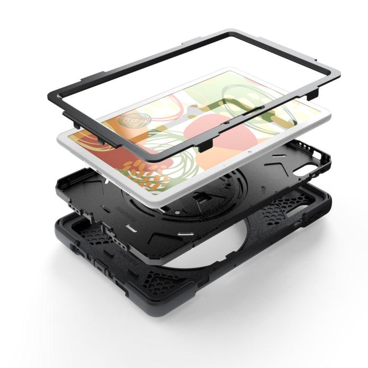 For Huawei Matepad 10.4 inch Shockproof Colorful Silicone + PC Protective Case with Holder & Shoulder Strap & Hand Strap & Pen Slot