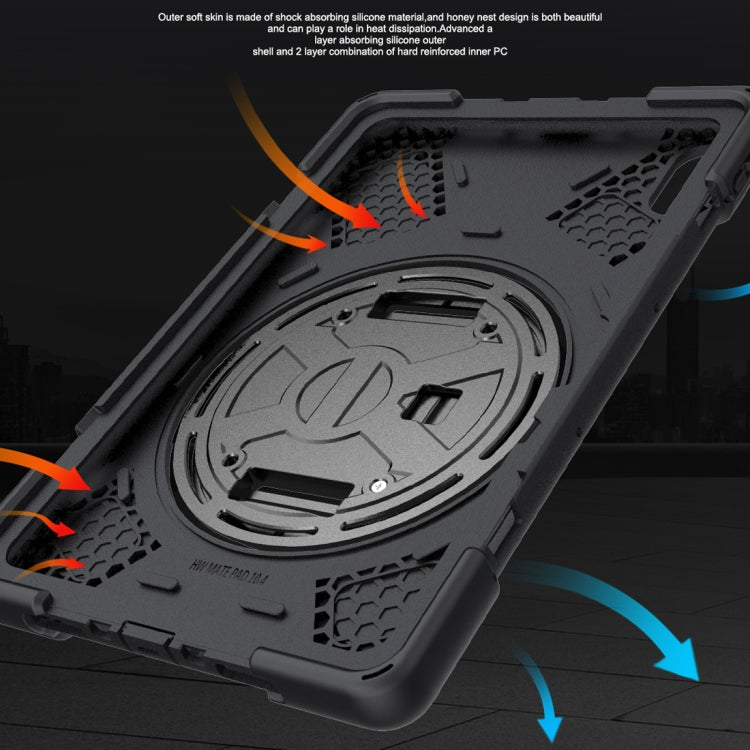 For Huawei Matepad 10.4 inch Shockproof Colorful Silicone + PC Protective Case with Holder & Shoulder Strap & Hand Strap & Pen Slot