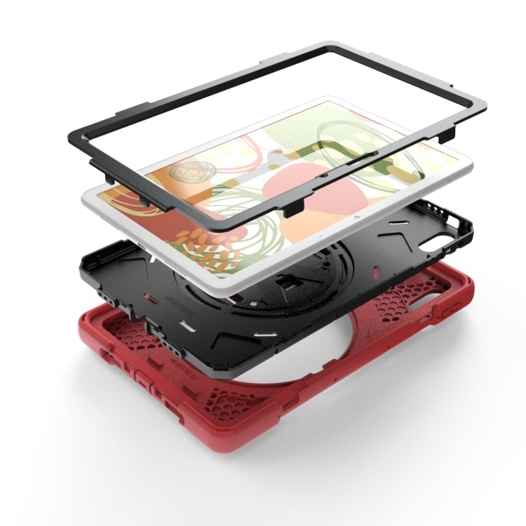 For Huawei Matepad 10.4 inch Shockproof Colorful Silicone + PC Protective Case with Holder & Shoulder Strap & Hand Strap & Pen Slot