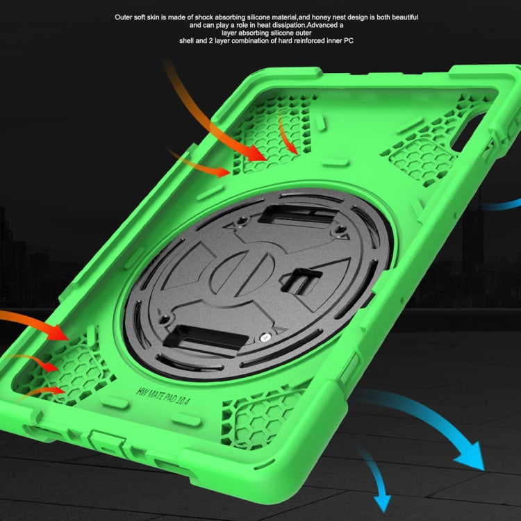 For Huawei Matepad 10.4 inch Shockproof Colorful Silicone + PC Protective Case with Holder & Shoulder Strap & Hand Strap & Pen Slot