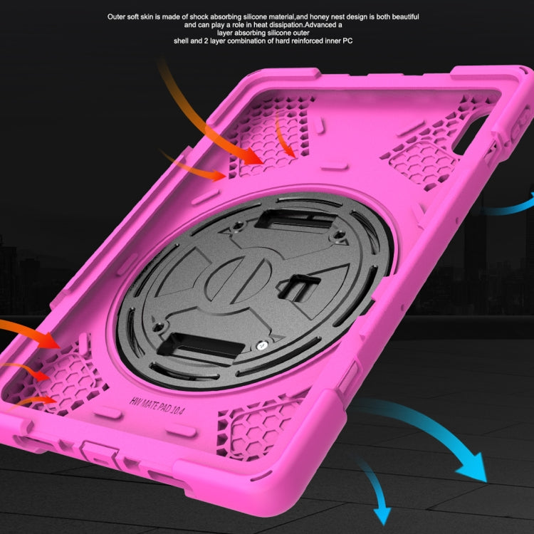 For Huawei Matepad 10.4 inch Shockproof Colorful Silicone + PC Protective Case with Holder & Shoulder Strap & Hand Strap & Pen Slot