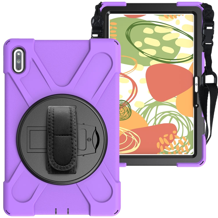 For Huawei Matepad 10.4 inch Shockproof Colorful Silicone + PC Protective Case with Holder & Shoulder Strap & Hand Strap & Pen Slot