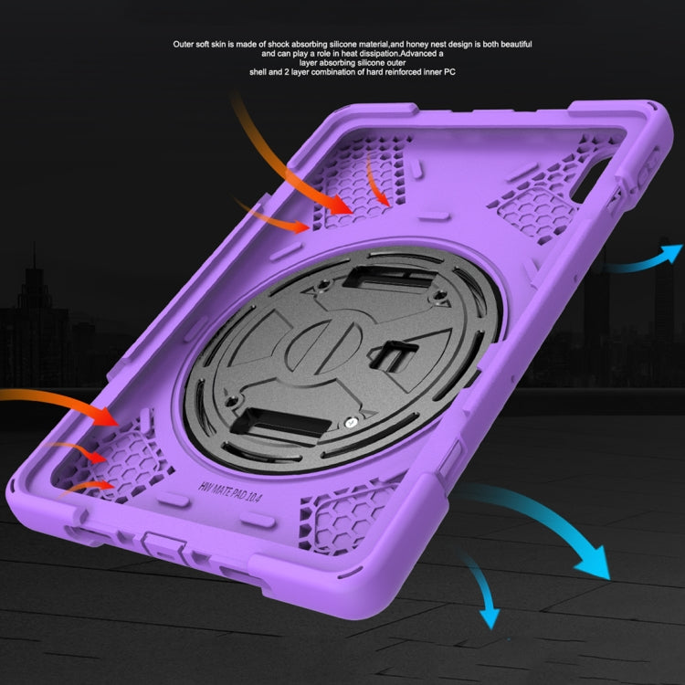 For Huawei Matepad 10.4 inch Shockproof Colorful Silicone + PC Protective Case with Holder & Shoulder Strap & Hand Strap & Pen Slot