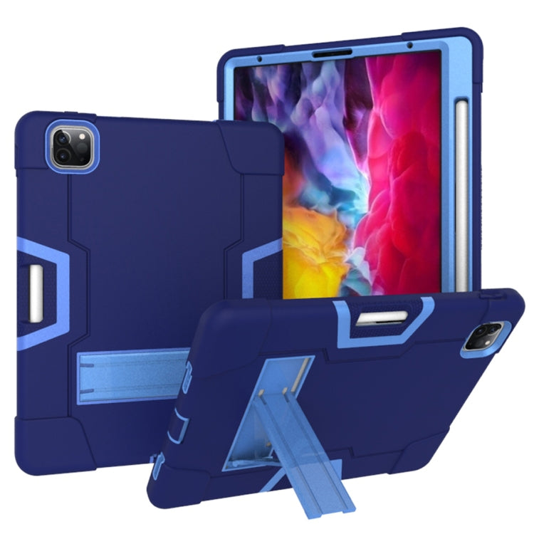 For iPad Pro 12.9 2021 / 2020 / 2019 Contrast Color Silicone + PC Protective Tablet Case with Holder