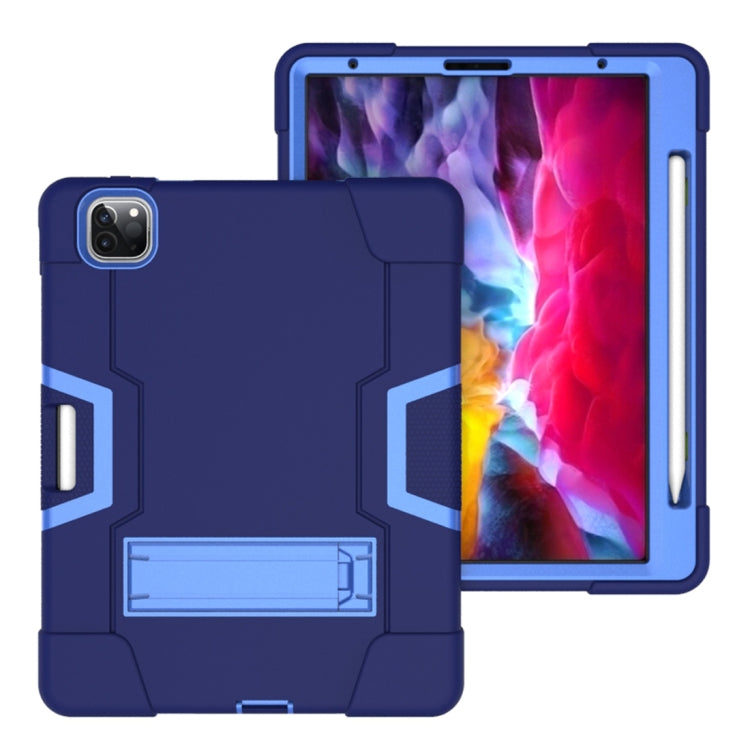 For iPad Pro 12.9 2021 / 2020 / 2019 Contrast Color Silicone + PC Protective Tablet Case with Holder