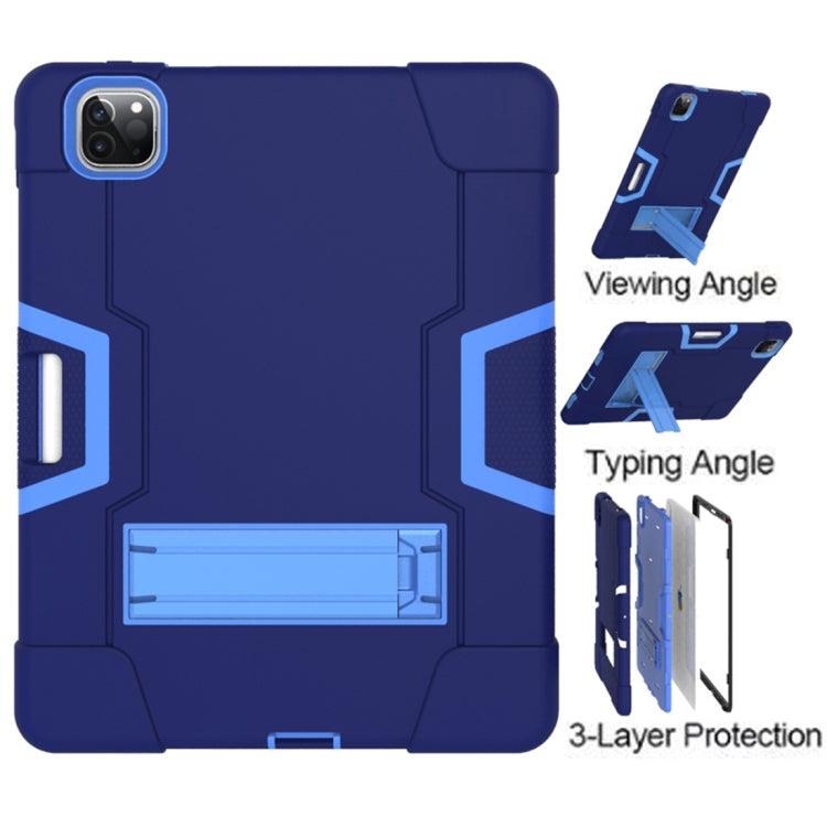 For iPad Pro 12.9 2021 / 2020 / 2019 Contrast Color Silicone + PC Protective Tablet Case with Holder