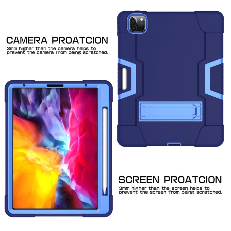 For iPad Pro 12.9 2021 / 2020 / 2019 Contrast Color Silicone + PC Protective Tablet Case with Holder