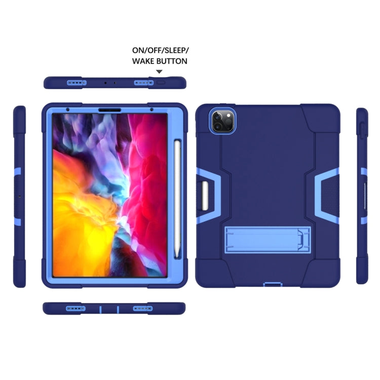 For iPad Pro 12.9 2021 / 2020 / 2019 Contrast Color Silicone + PC Protective Tablet Case with Holder