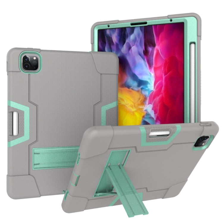 For iPad Pro 12.9 2021 / 2020 / 2019 Contrast Color Silicone + PC Protective Tablet Case with Holder