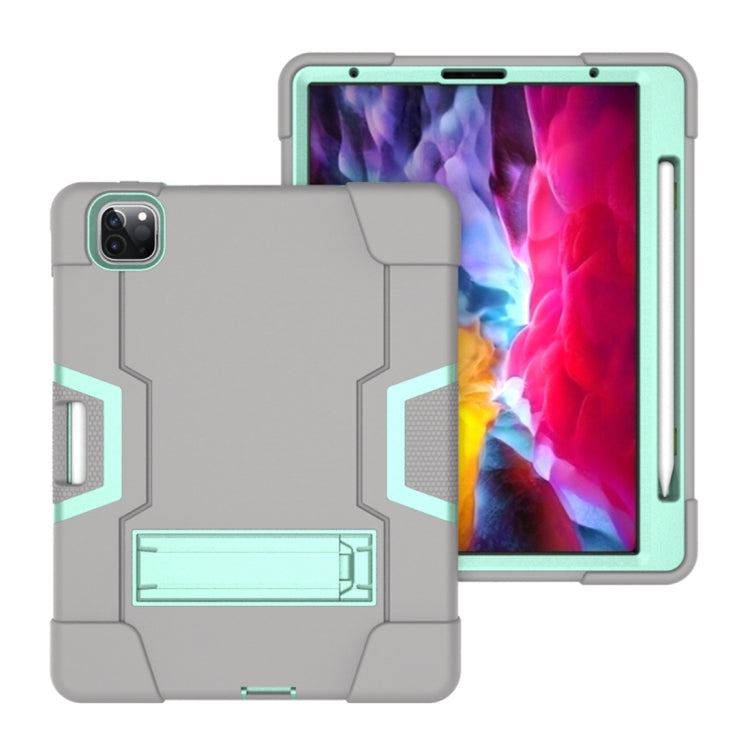 For iPad Pro 12.9 2021 / 2020 / 2019 Contrast Color Silicone + PC Protective Tablet Case with Holder